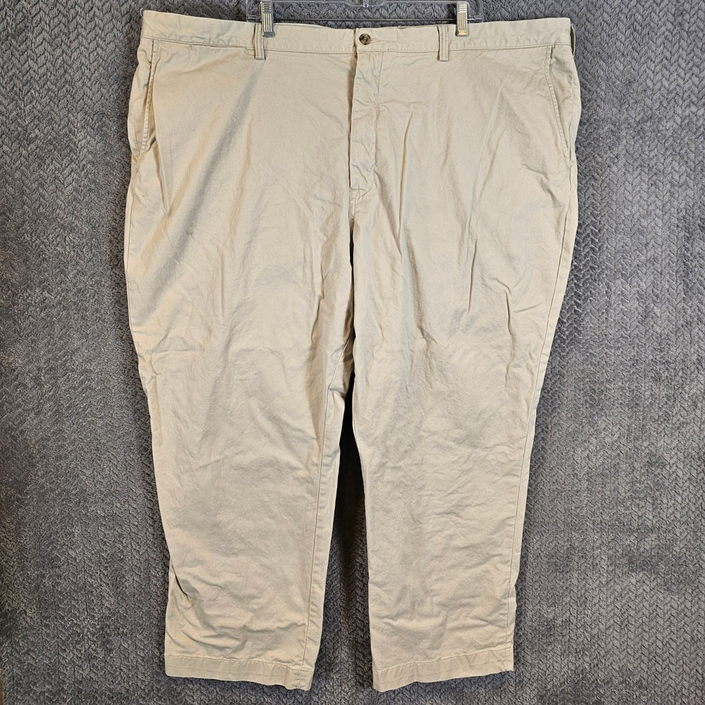Polo Ralph Lauren Mens Classic Khaki Chino Pants Tan Cotton Twill Flat Front 50